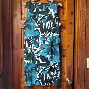 Connected Sz16 Teal floral sleeveless dress